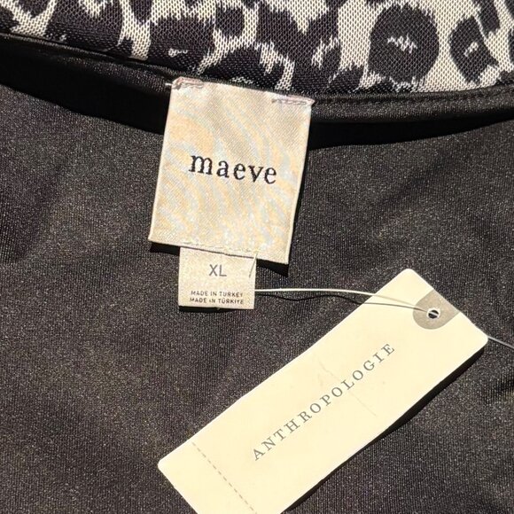 Maeve Anthropologie Womens Off-The-Shoulder Leopard Print Mesh Top XL Black - Picture 6 of 7
